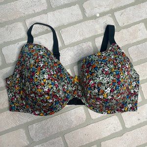 Cacique Black Floral Lightly Lined T-Shirt Bra 2021 Women's Plus Size 44F